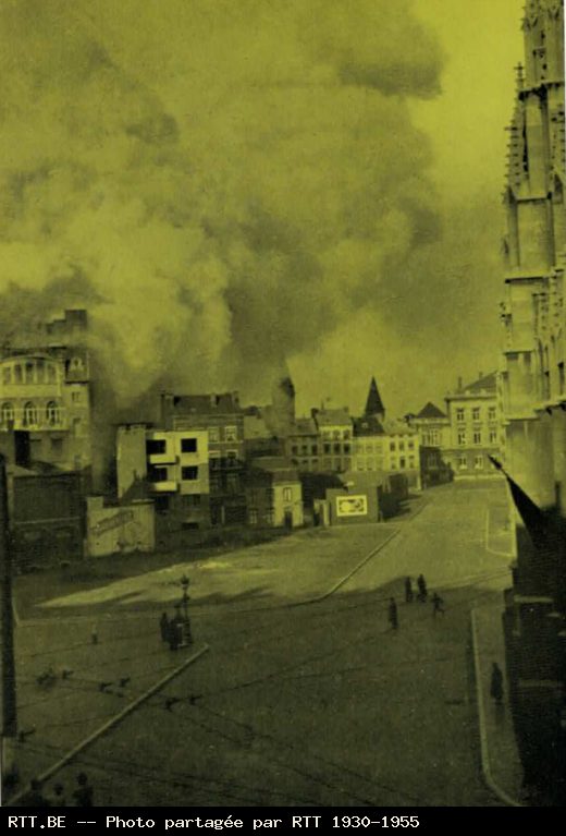 Liège centre suite à l'incendie des Allemands